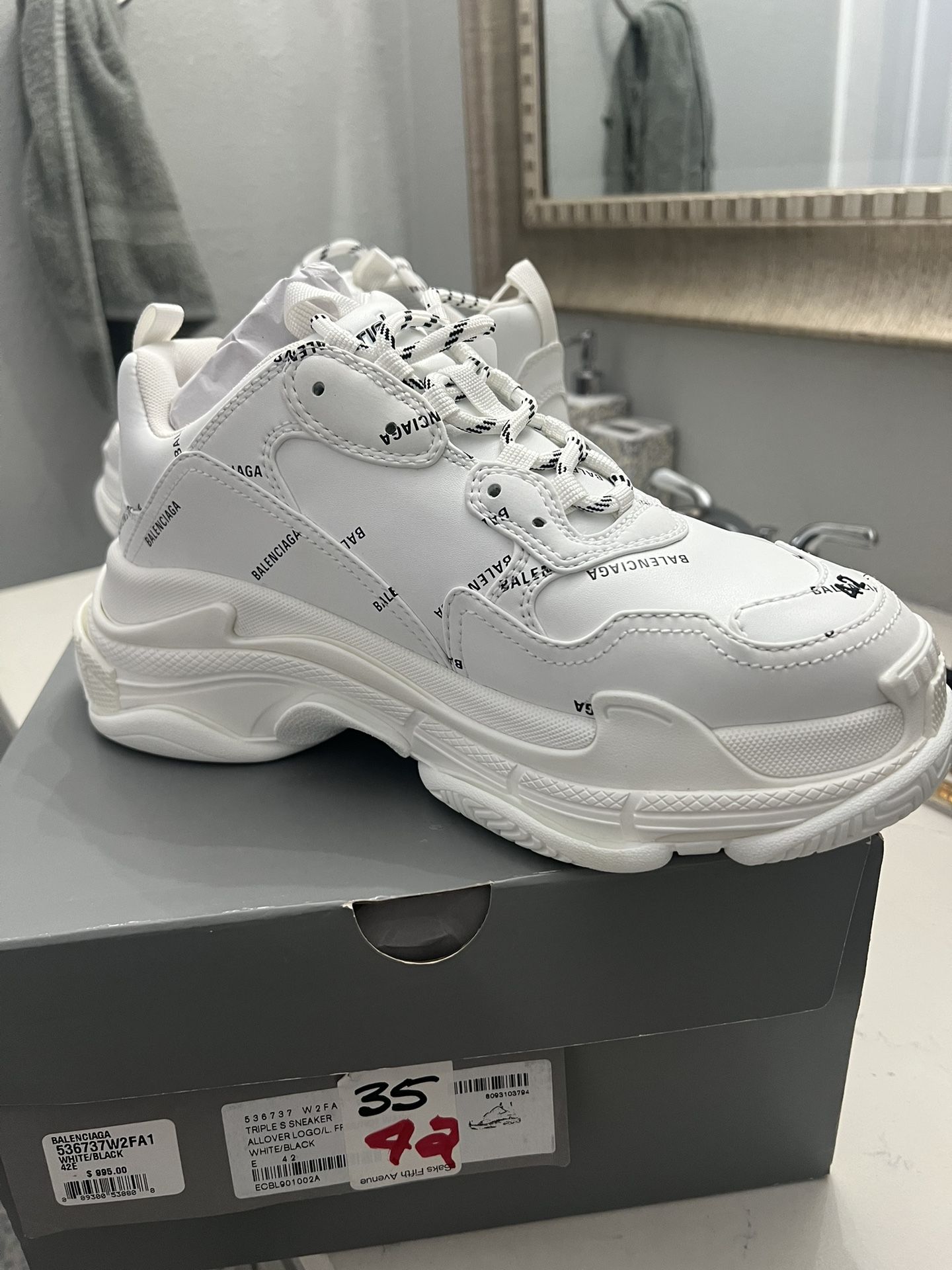 Balenciaga All Over Logo Triple S White Black