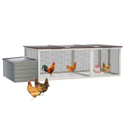 20.93ft² Large Wooden Chicken Coop Outdoor Hen House with Nesting Box & Weatherproof Asphalt Roof, Walk-in Poultry Cage with Secure Locks, Metal Mesh 