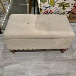 Beige Storage Ottoman Bench