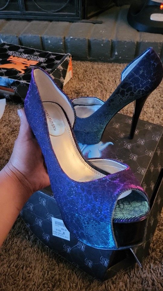 Iridescent Blue Purple Heels Size 8