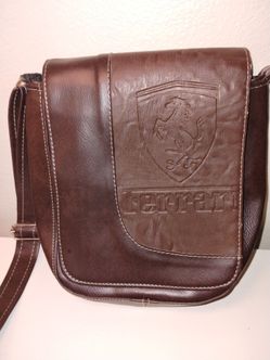 Ferrari Brown Faux Leather  Crossbody Bag EUC