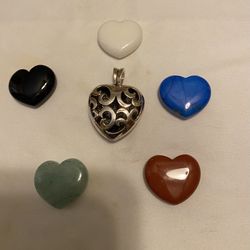 Sterling Silver Open Heart Pendant with 5 changeable Stones 