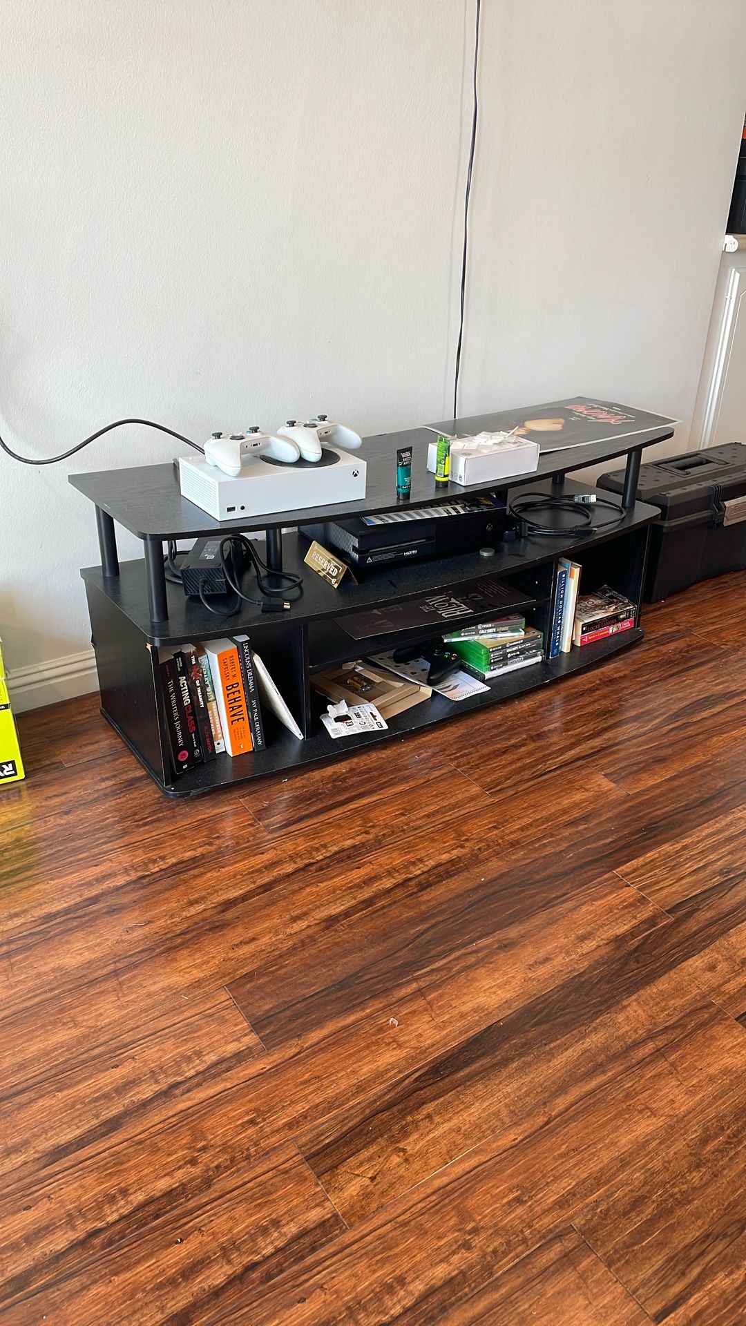 Black TV Stand with Shelves – Fits Up to 55” TV - $25