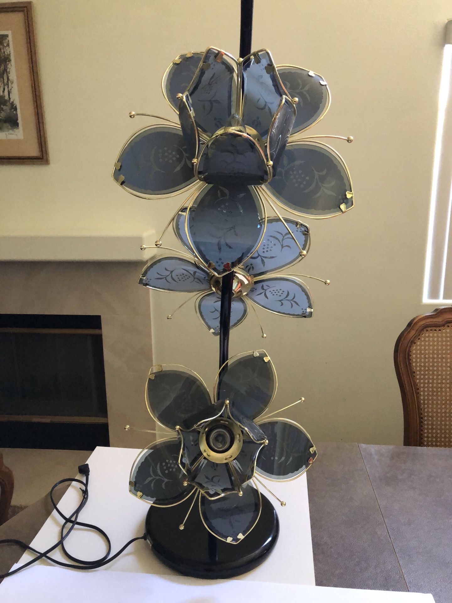 Brass Floral Lamp