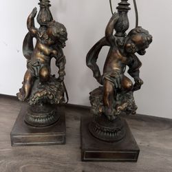 Brass Cherub  Adjustable Table Lamps- 2 Vintage MC Company $200 Each