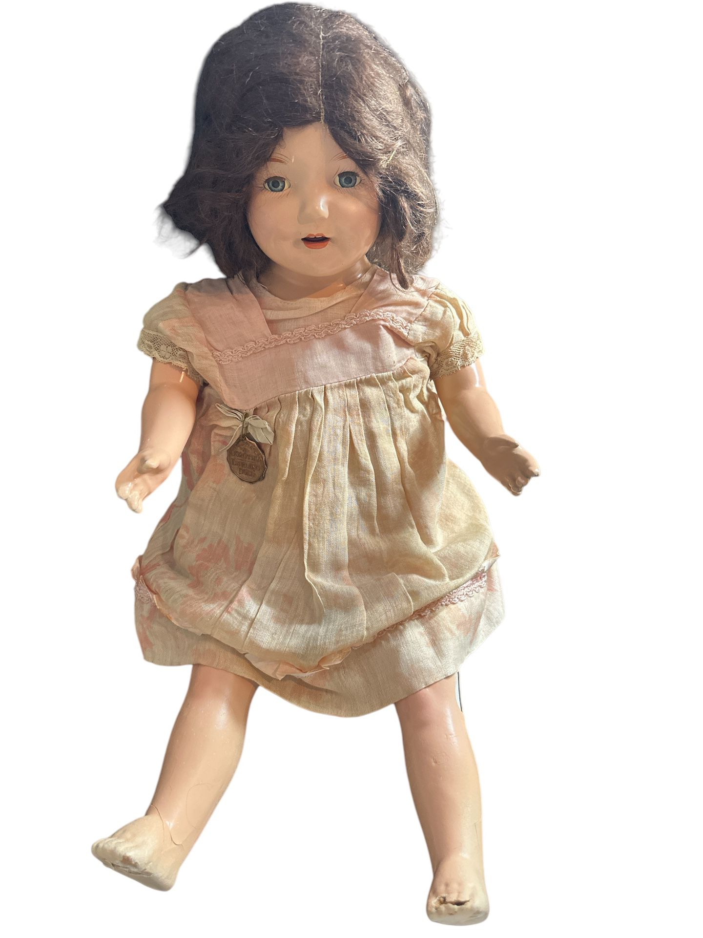 22” 1930’s I am Dorothy Darling rare in this condition doll . Original pin and clothes there is some deterioration do to age 80 years old please look 