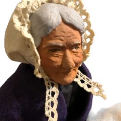 Old Lady Doll Making Wool Rare French Piece