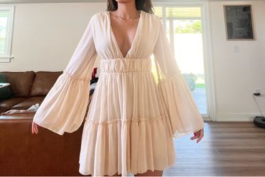 Cream Long Sleeve Dress