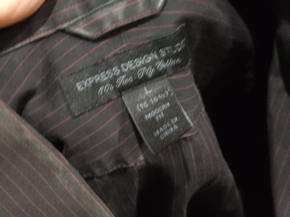 Black With Red Stripped Express Dress Shirt - Medium - Check My Other Ads For More Dress Shirts