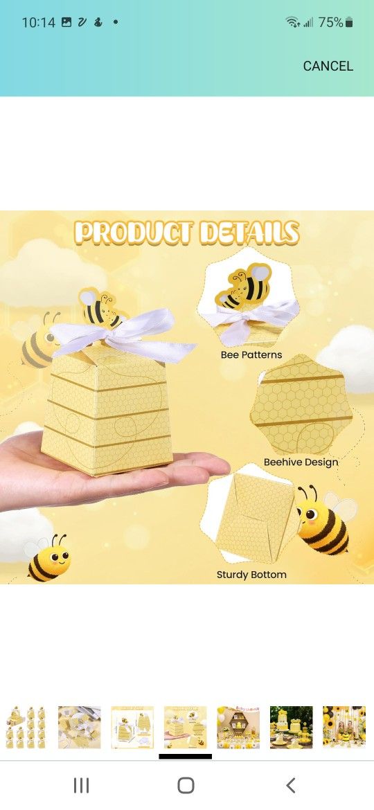 50 Pieces Bee Candy Boxes Paper Beehive Gift Boxes with Satin Ribbons