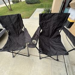 2 Black Folding Chairs