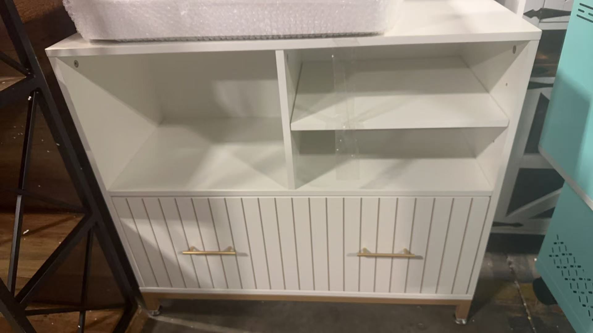 Lateral File Cabinet with Drawer, White Filing Cabinet with Adjustable Hanging Rod for Letter/Letter/A4 Size Files, 35.4" Wood Modern Printer Stand wi