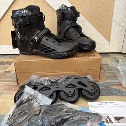 LIKU Black Professional Inline Skates Unisex Men 9.5,Women 10.5