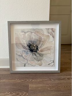 Framed Flower Artwork- Grey Frame