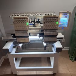 Romaker 2-Head 15-Needle Commercial Embroidery Machine – Lightly Used – Includes Accessories (No Needles)