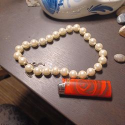 Pearl Necklace 16-18", Large White Pearl's 14k Clasp