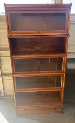 Antique Globe-Wernicke Oak Barrister Bookcase – Stacking Glass Door Bookcase