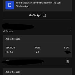 10/6 Bruno Mars Romantic Tour Tickets (2)