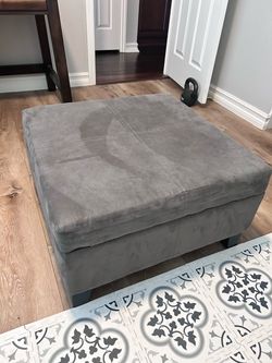 Large Gray Upholstered Storage Ottoman