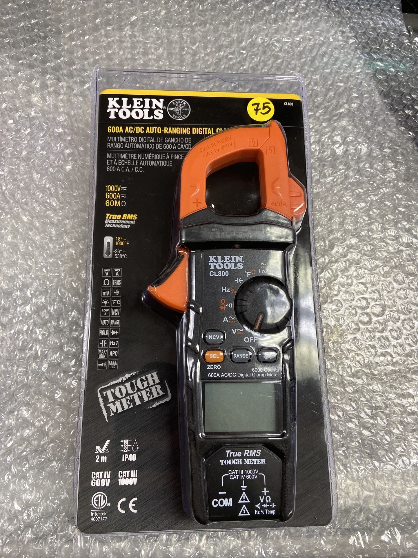 Klein Tools Cl800 Ac/Dc True Rms Auto Ranging Digital Clamp Meter