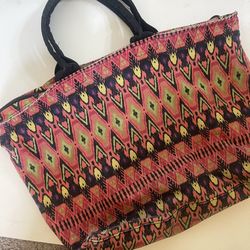 Cotton On Zippered Tote Weekender Beach Bag Tribal 
