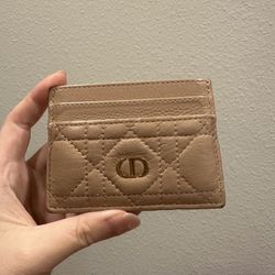 Authentic Dior Freesia LAMBSKIN Cardholder Blush/Nude