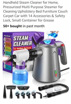 Handheld Steam Cleaner for Home,
Pressurized Multi Purpose Steamer for
Cleaning Upholstery Bed Furniture Couch
Carpet Car with 14 Accessories & Safety