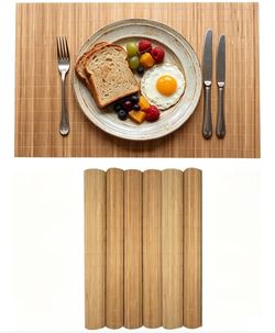 6-Pack Bamboo Placemats,Woven Heat-Resistant Rectangular Table Mats