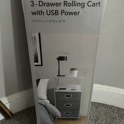 3 drawer rolling cart with USB power