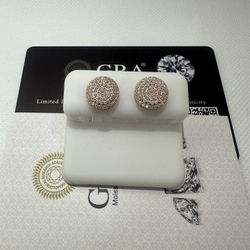Rose Gold Circle Disk Moissanite Studs