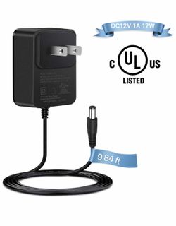 DC12V 1A Power Supply Adapter, UL-Listed 9.8 ft AC100-240V Input to DC 12V 1000mA Output Transformer Charger AC/DC Power Cord Wall Plug for CCTV IP C