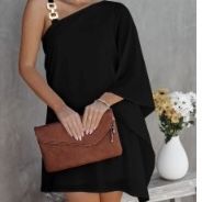 Small  One Sleeve Black Dress
