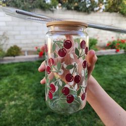 Cherries 🍒 Glass Cup 16oz 