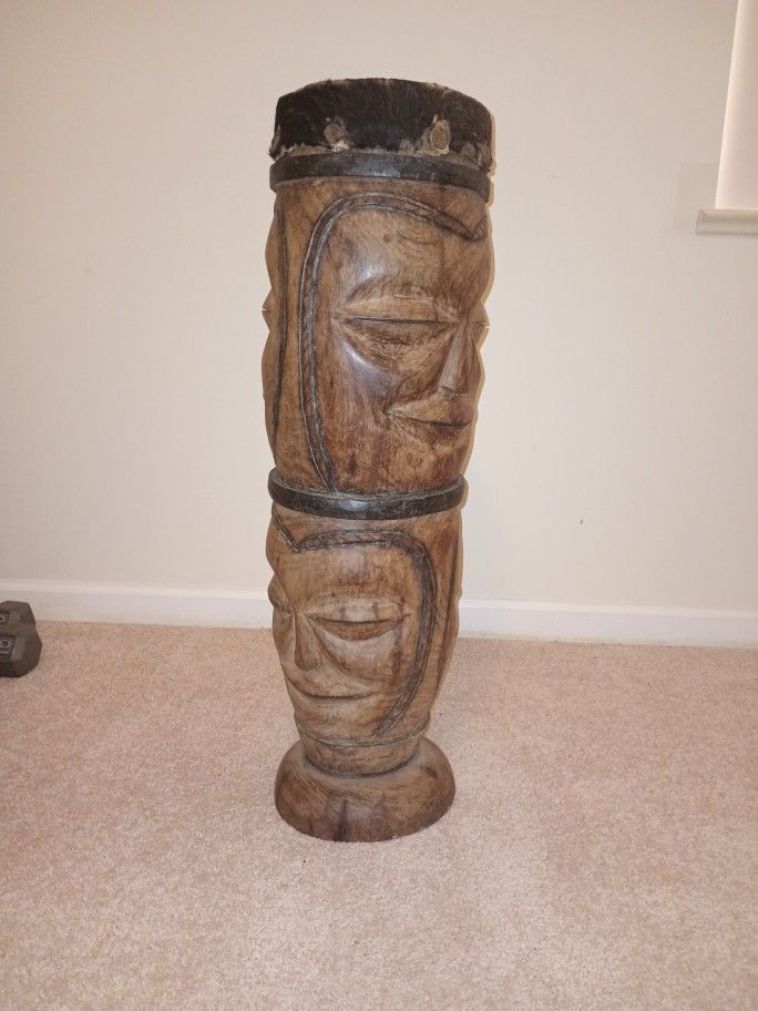 Genuine African Ceiba Wood Drum De Religion Tallado