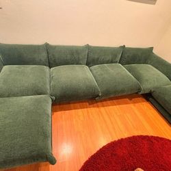 ✨ Modern Green Modular Sectional Sofa – 6 Seater ✨