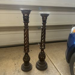 2  LARGE FLOOR STANDING CANDLE PILLARS