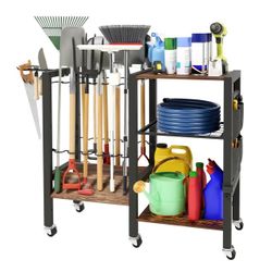 Garden Tool Organizer with Lockable Wheels