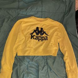 Kappa Yellow Logo Crop Top Hoodie