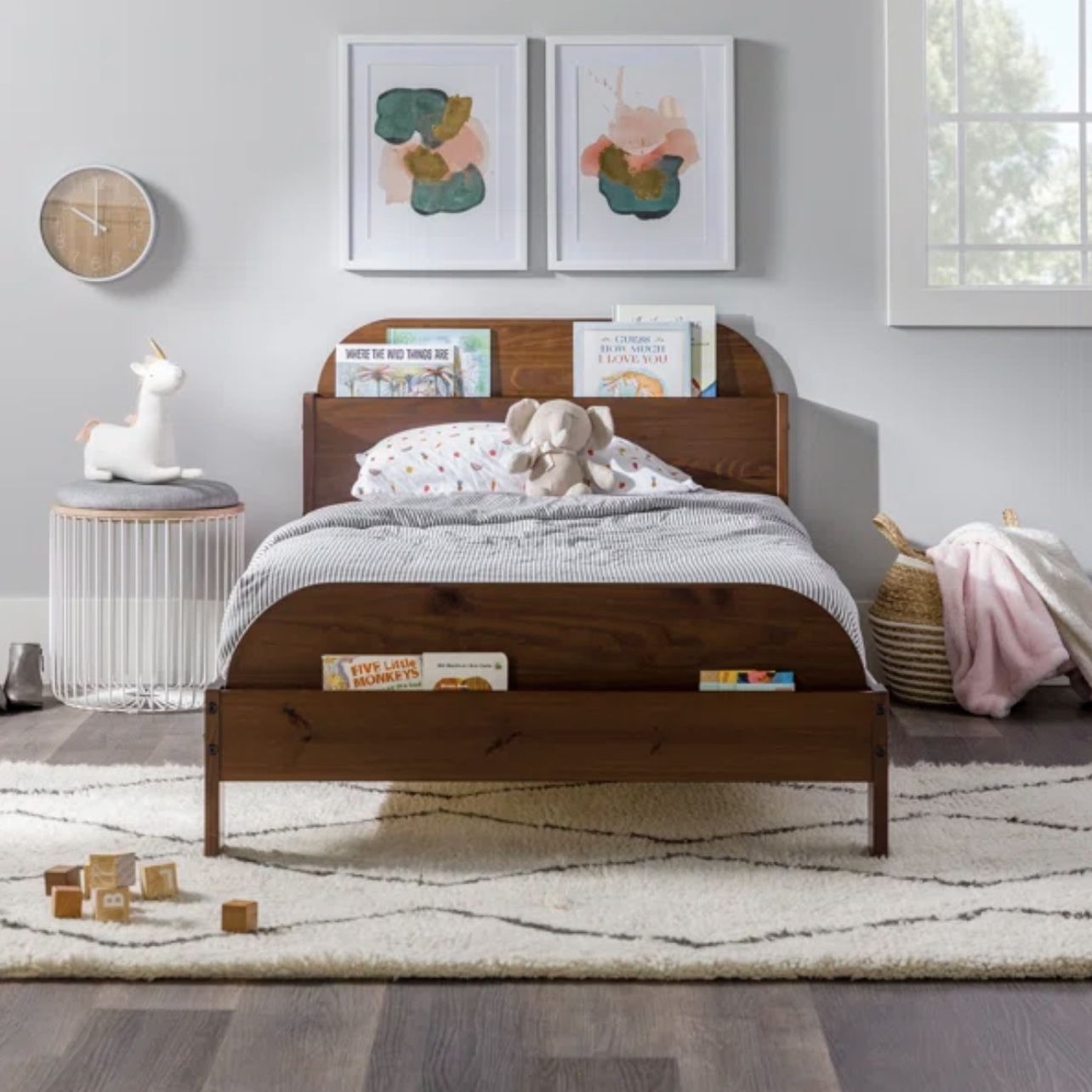 Two (2) Bakhtawar Twin Solid Wood Bed with Shelves