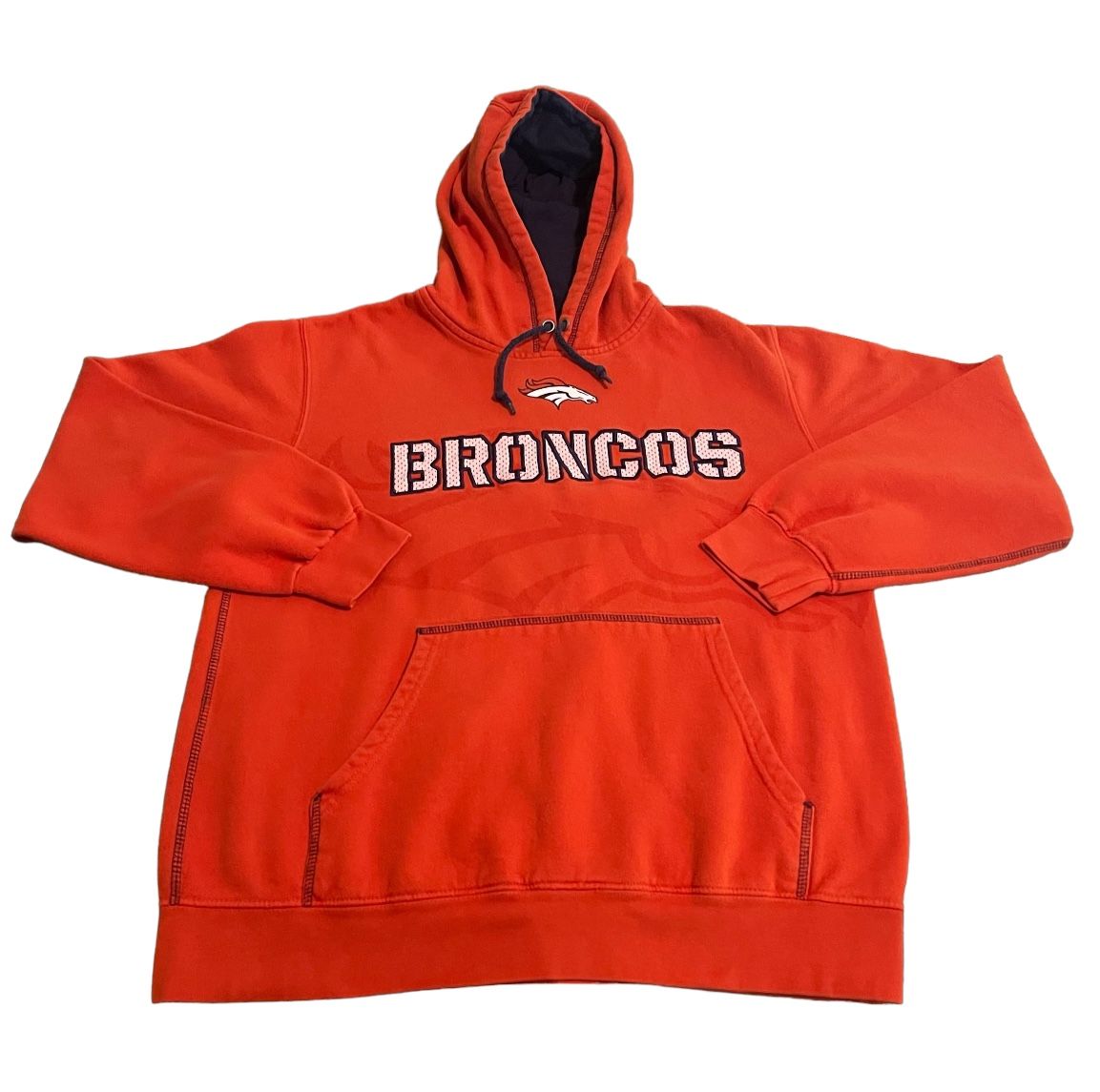 Denver Broncos Hoodie Men Medium Orange NFL Football Sweatshirt Pullover Sweater