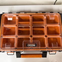 RIDGID Pro Gear System Gen 2.0 Stackable Durable Weather Resistant 10-Compartment Small Parts