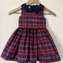 Jasper Conran Junior Baby girl Christmas/holiday red and dark blue plaid dress size 12-18 months