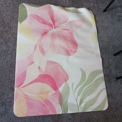 Decorative Vinyl Chair Mat For Low Carpet, 36" x 48", Natural Floral