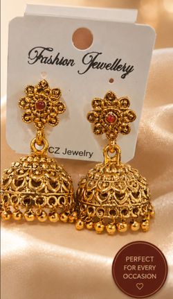 Gold tone Jhumka Earrings