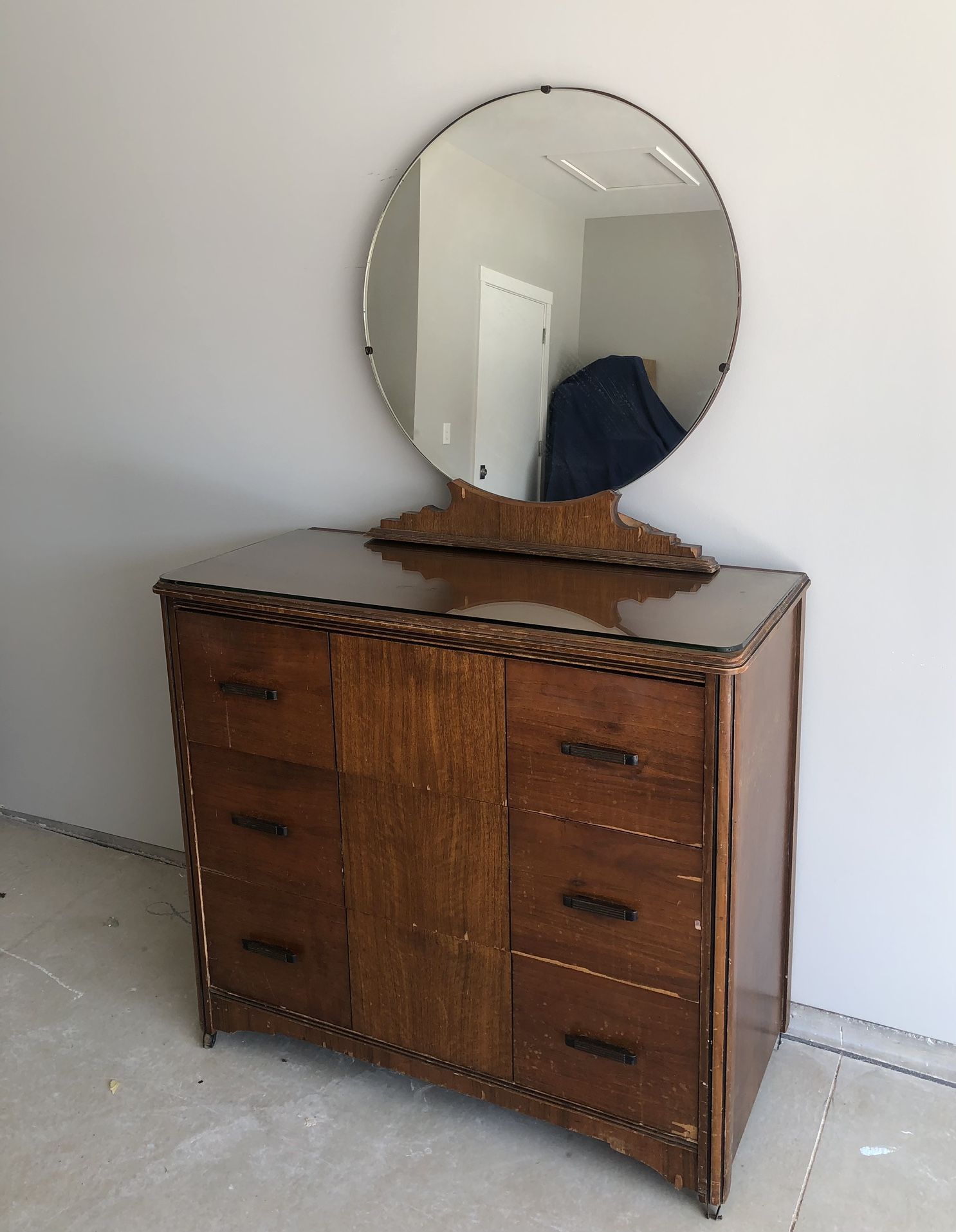 Walnut Dresser & Mirror