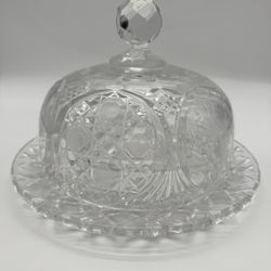 Brilliant Style Pressed Crystal Cake Plate & Dome