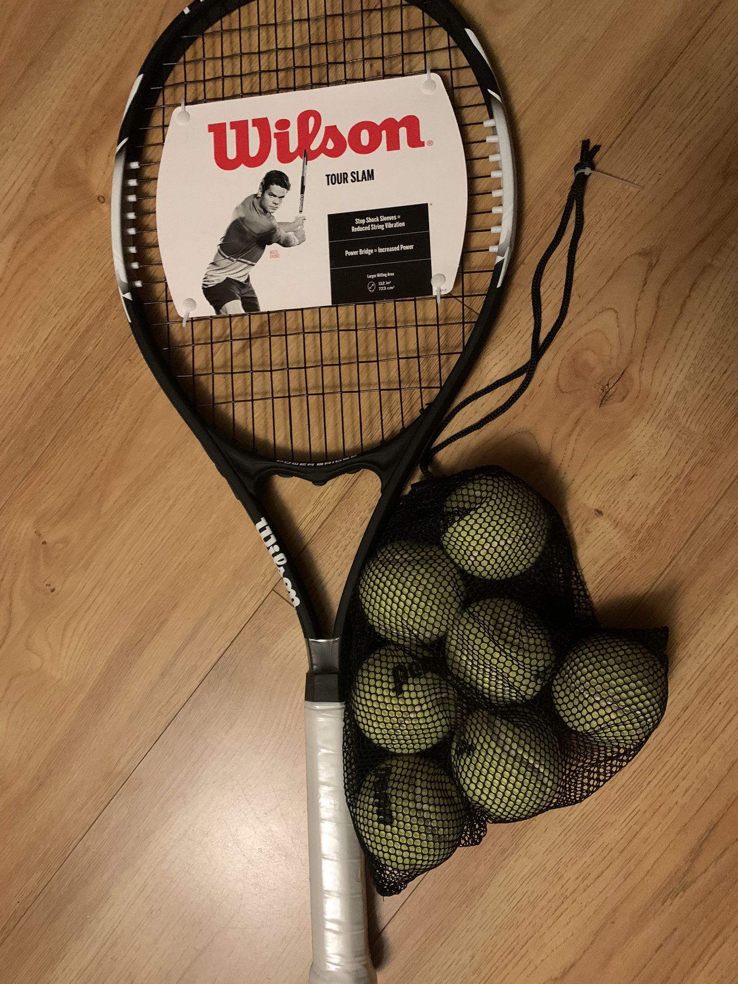 Brand New Wilson Tour Slam Tennis racket 4 3/8 Plus Bag Of New Penn Balls