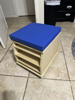 Rolling Storage Stool Seat With Cushion