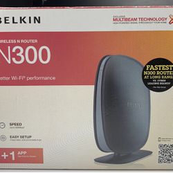 Belkin N300 Wi-Fi N Router 300 Mbps 4-Port 10/100 2.4 GHz Wireless T