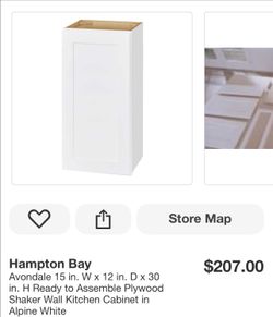 Hampton Bay Avondale 15x12x30 Shaker Wall Cabinet White